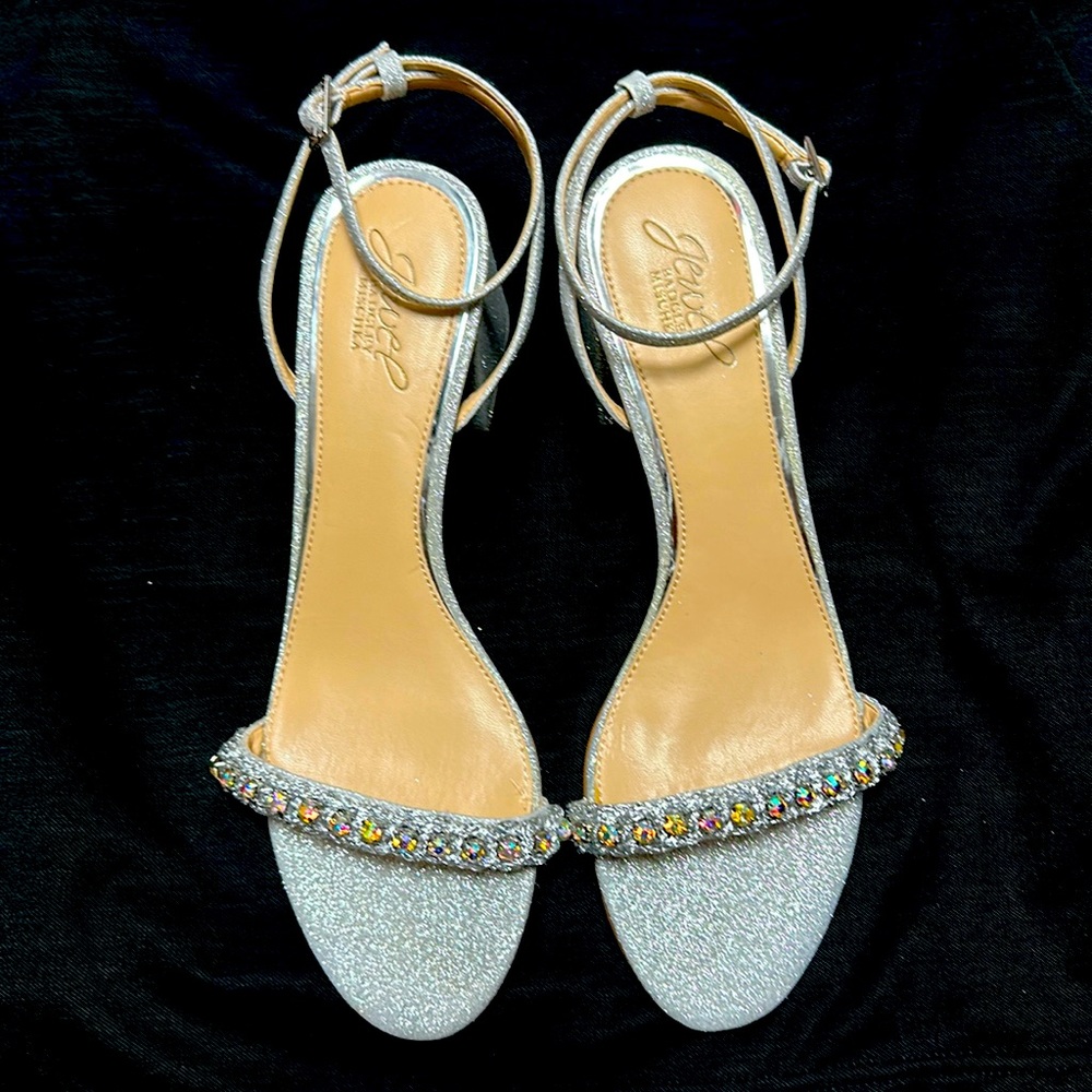 Jewel Badgley Mischka Odonna Block Heel Dress Sandals SZ 9